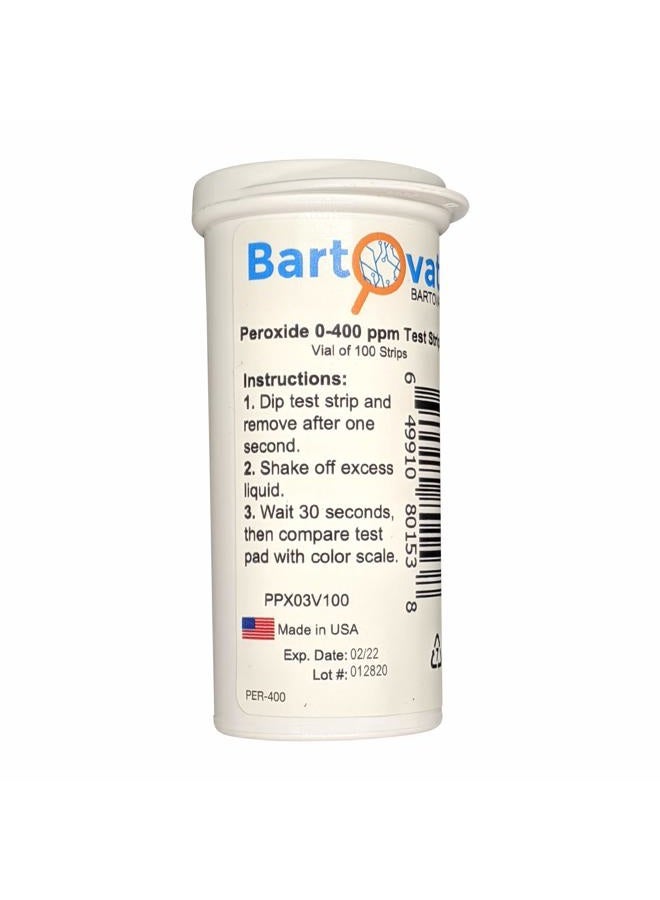 Bartovation Hydrogen Peroxide H2O2 Test Strips, 0-400 Ppm [Vial Of 100 Strips] - Image 3