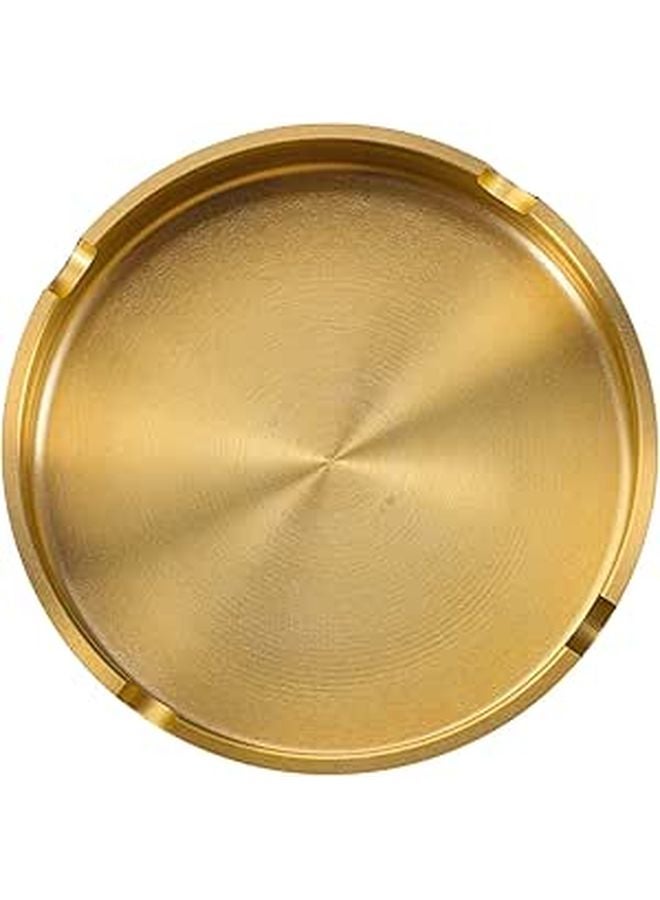 Pure Brass Round Ashtray Small Size Indoor Cigarette Butt Container for Living Room Office Tabletop - Image 1