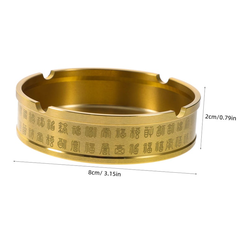 Pure Brass Round Ashtray Small Size Indoor Cigarette Butt Container for Living Room Office Tabletop - Image 3