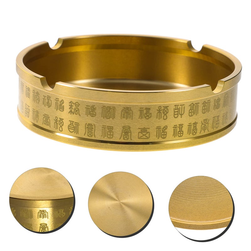 Pure Brass Round Ashtray Small Size Indoor Cigarette Butt Container for Living Room Office Tabletop - Image 5