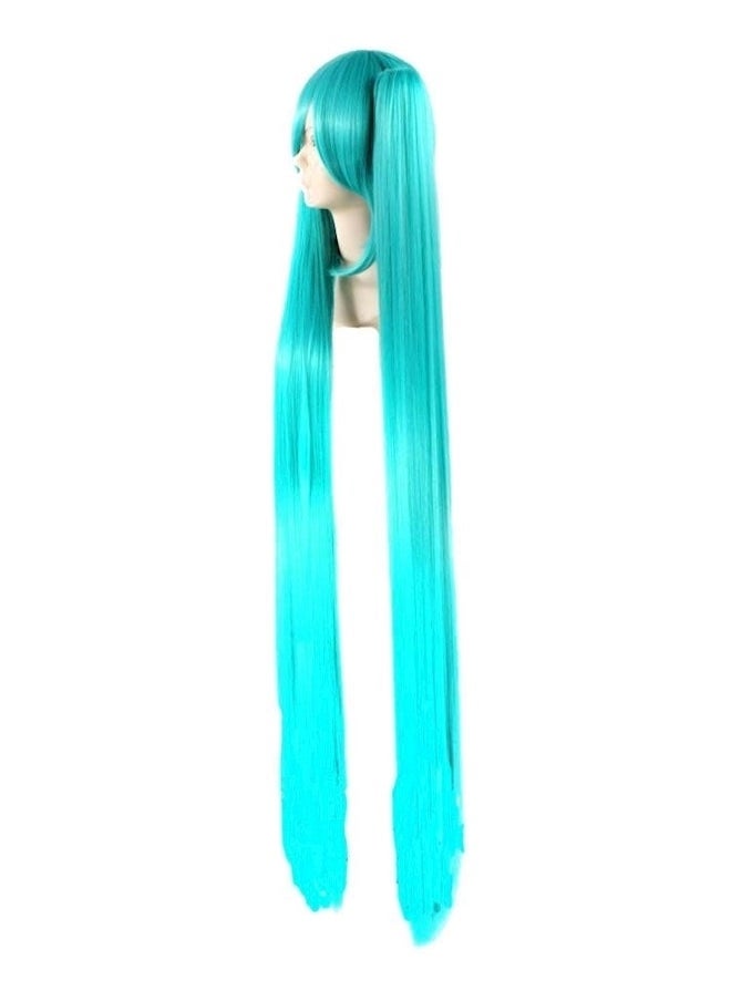 NIBEMINENT - Anime Character: Hatsune Miku Long Double Ponytail Wig Blue - Image 1