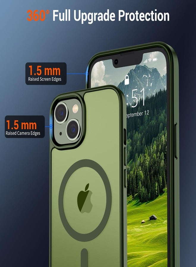 استلق جراب SUPFINE المغناطيسي لهاتف iPhone 15 Plus و iPhone 14 Plus (متوافق مع MagSafe) (حماية فائقة ضد السقوط بمعايير عسكرية) جراب نحيف وشفاف مقاوم للصدمات ومضاد لبصمات الأصابع، لون أخضر لامع - Image 4