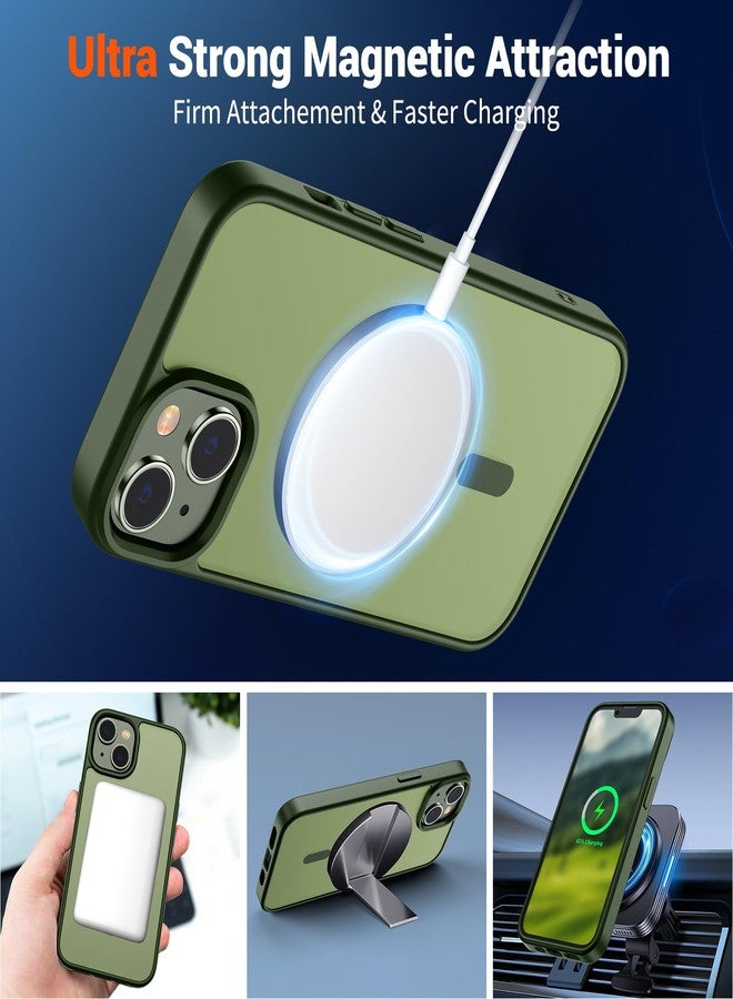 استلق جراب SUPFINE المغناطيسي لهاتف iPhone 15 Plus و iPhone 14 Plus (متوافق مع MagSafe) (حماية فائقة ضد السقوط بمعايير عسكرية) جراب نحيف وشفاف مقاوم للصدمات ومضاد لبصمات الأصابع، لون أخضر لامع - Image 5