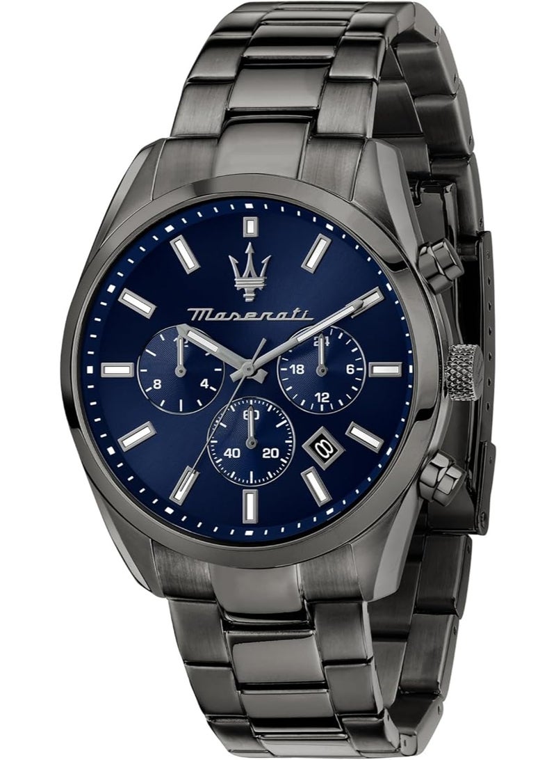 مازيراتي ساعة مازيراتي أترازيو 43 ملم ذات ميناء أزرق متعدد للرجال بحزام من السيليكون - Image 1