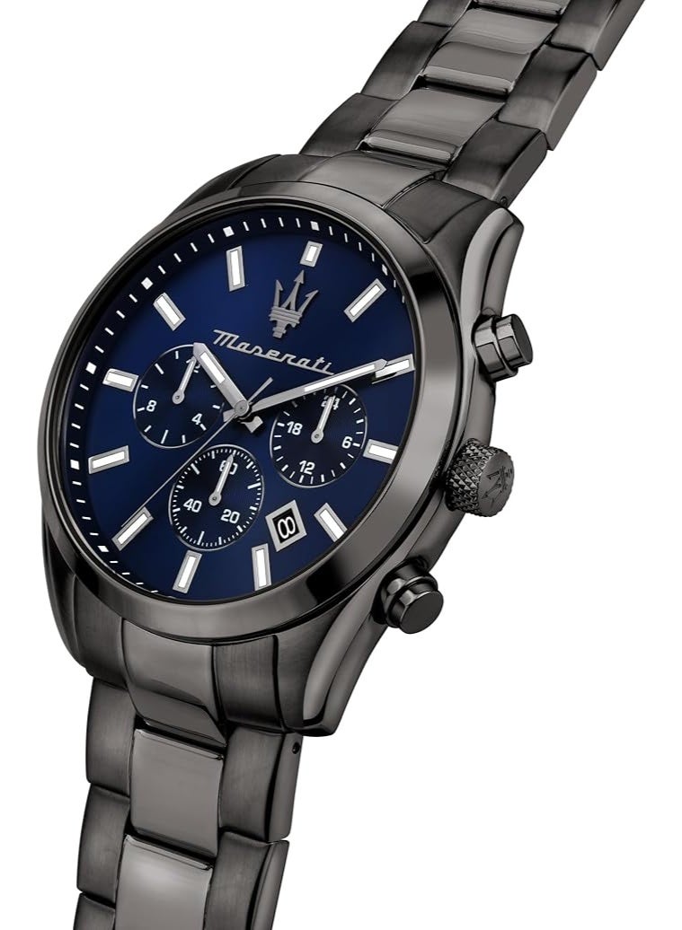 مازيراتي ساعة مازيراتي أترازيو 43 ملم ذات ميناء أزرق متعدد للرجال بحزام من السيليكون - Image 4