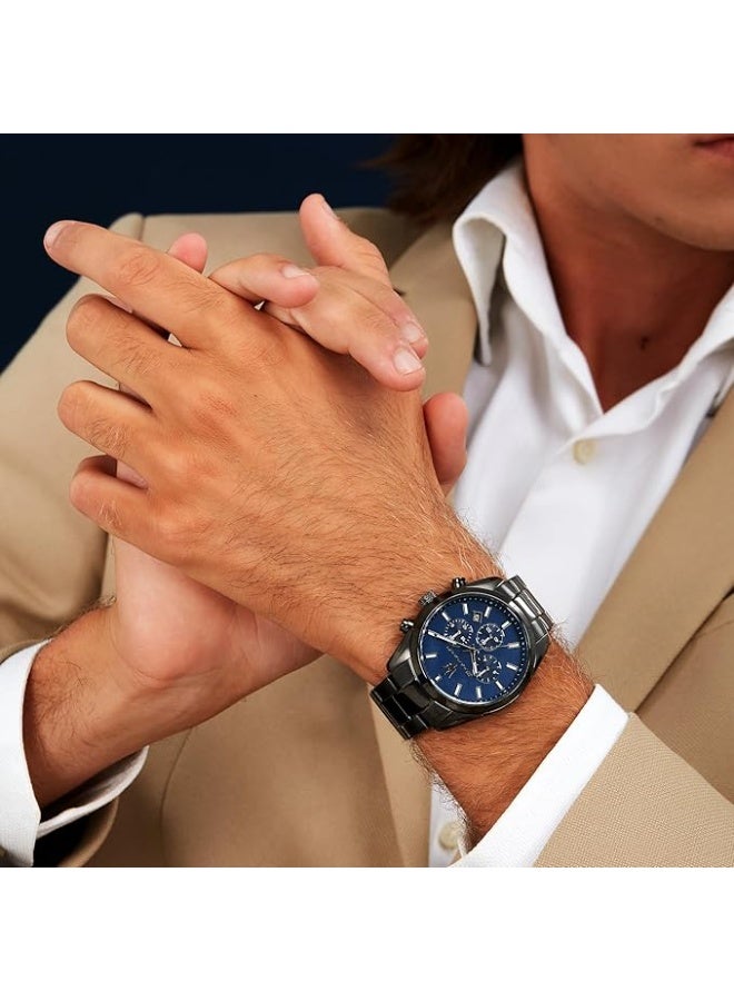 مازيراتي ساعة مازيراتي أترازيو 43 ملم ذات ميناء أزرق متعدد للرجال بحزام من السيليكون - Image 5