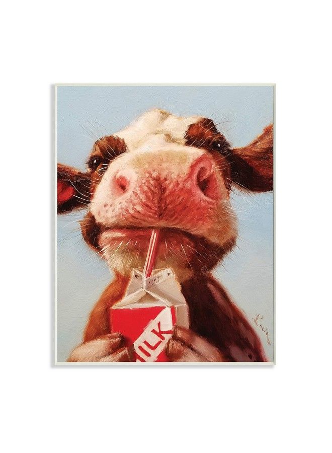 Stupell Industries Baby Cow Milk Box Carton Farm Portrait Designed By Lucia Heffernan Wall Plaque 10 X 15 Blue - Image 1