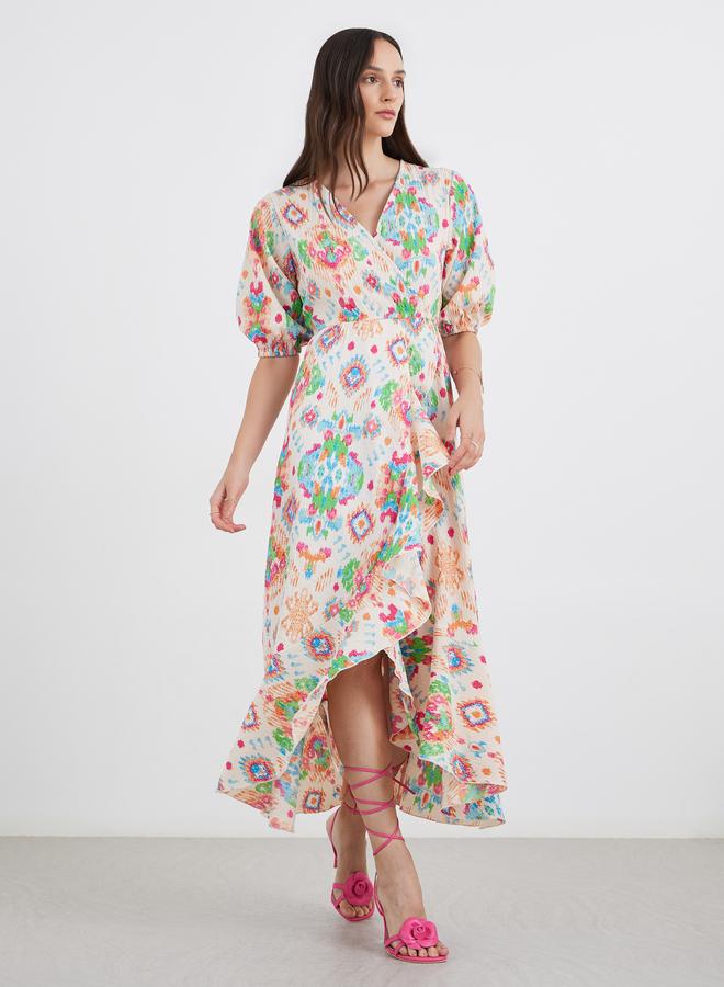 Styli All Over Print Frilled Hem Maxi Dress - Image 2