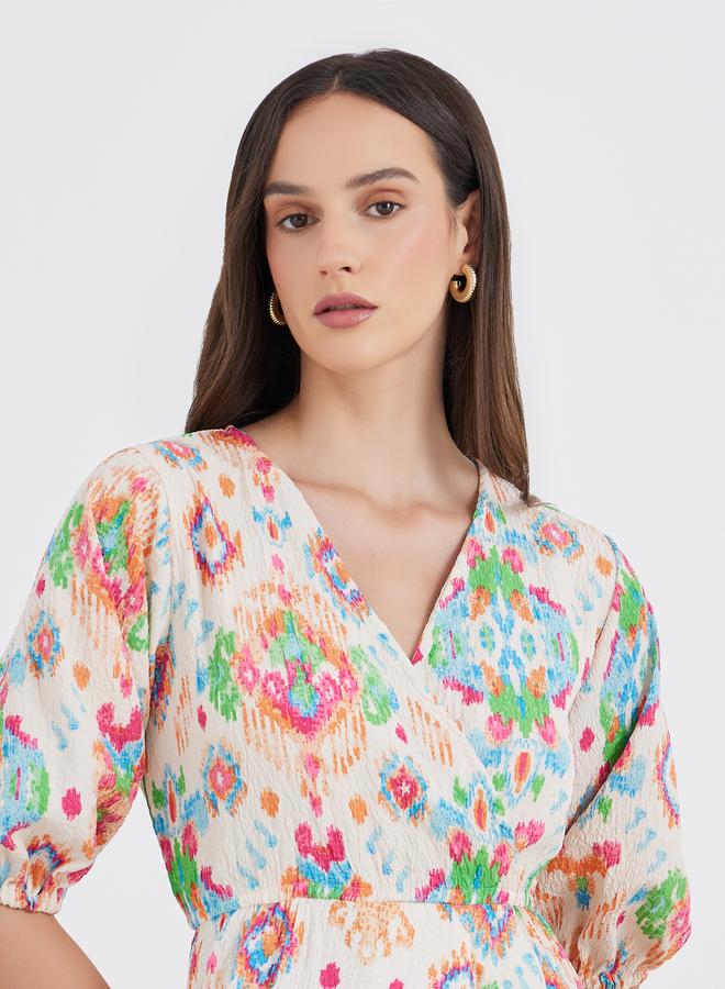 Styli All Over Print Frilled Hem Maxi Dress - Image 4