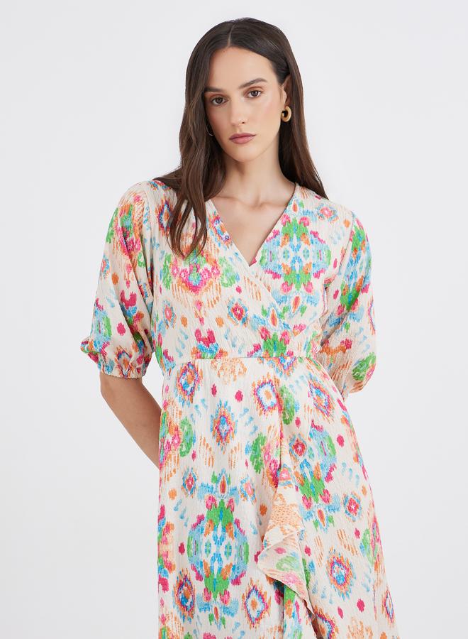Styli All Over Print Frilled Hem Maxi Dress - Image 3
