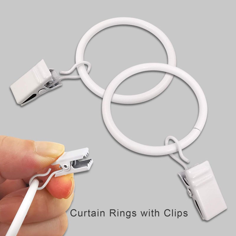 LLPJS 20 Pack Metal Curtain Rings with Clips, Curtain Clip Rings Hooks for Hanging Drapery Drapes Bows, Curtain Rod Rings 1.5 inch Interior Diameter, White - Image 4