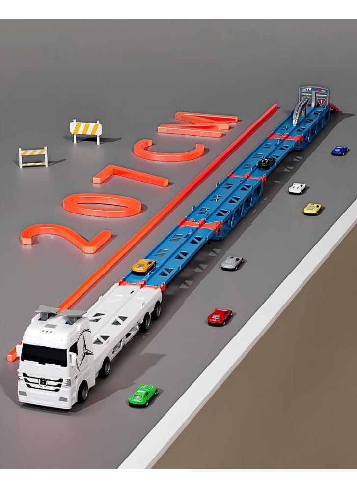 I LOVE KIDS Folding Ejection Race Truck,8 PCS Die-cast Cars,Transport Container Trucks,207CM Long Track ,Foldable Storage Carrier For 3+ Years Boys - Image 5