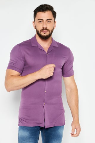 Men Regular Fit Short Sleeves Plain Casual Shirt, Purple - pzsku/Z5E5ECC85DAC4255C4B4EZ/45/1746225934/0531ebc5-7abd-4786-8978-e700a4ee975d