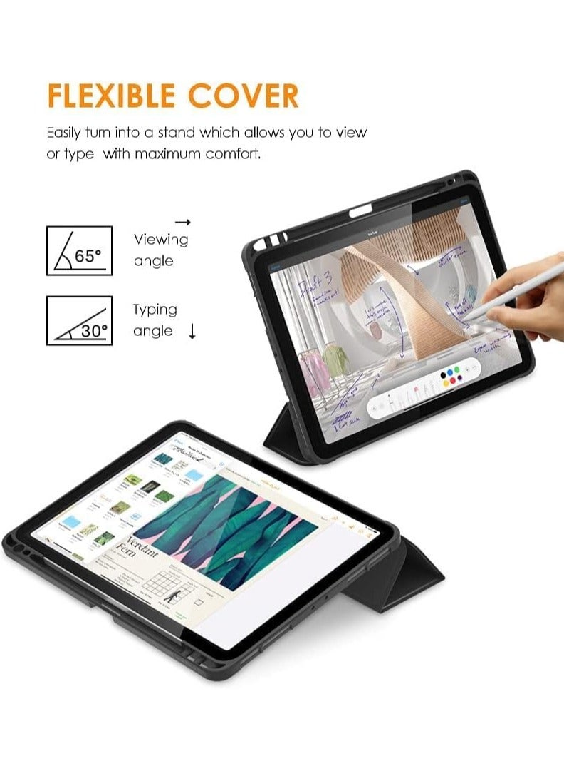 غطاء حماية ذكي من الجلد مصمم بحامل قابل للطي لجهاز آي باد برو مقاس 11 بوصة أسود , غطاء حماية واقٍ لجهاز أبل آي باد برو مقاس 11 بوصة (2020) أسود غامق - Image 4