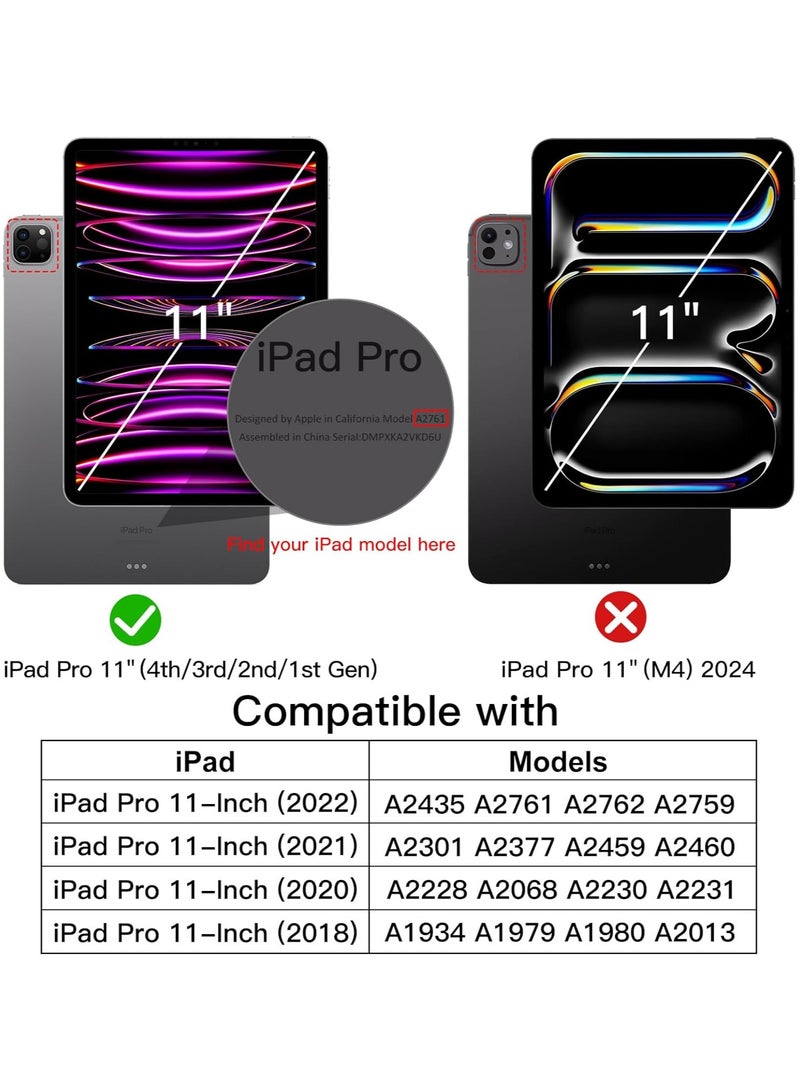 غطاء حماية ذكي من الجلد مصمم بحامل قابل للطي لجهاز آي باد برو مقاس 11 بوصة أسود , غطاء حماية واقٍ لجهاز أبل آي باد برو مقاس 11 بوصة (2020) أسود غامق - Image 2