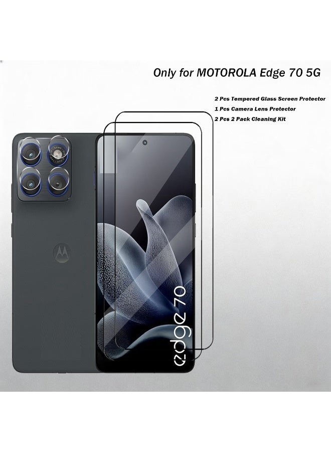 Wechdo 3 in 1 for MOTOROLA Edge 70 5G Premium Tempered Glass Screen Protector, 2 Pack Front Glass and 1 Pack Camera Lens Film, with 9H Hardness, Anti-Fingerprint, Anti-Shatter, Bubble-Free & Easy Installation - Image 2