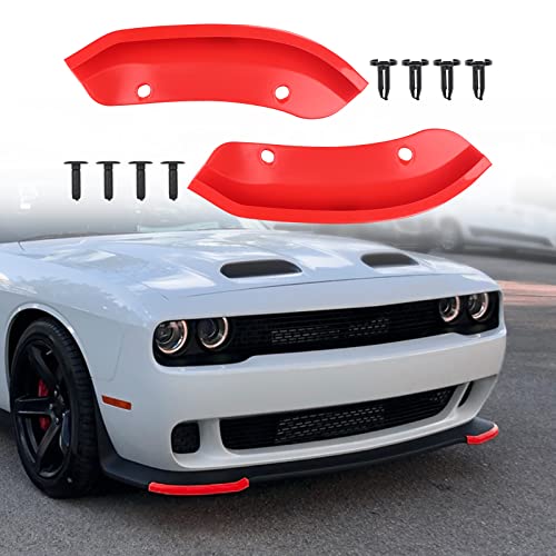 JDMON Front Bumper Lip Splitter Protector Compatible with Dodge Challenger SRT Hellcat 2015-2021 2015 2016 2017 2018 2019 2020 2021, SRT Challenger Accessories, Not for Widebody, Red, 2pcs - Image 1