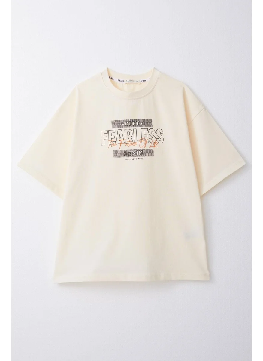 بريز Boy T-Shirt Text Printed 8-14 Years, Cream