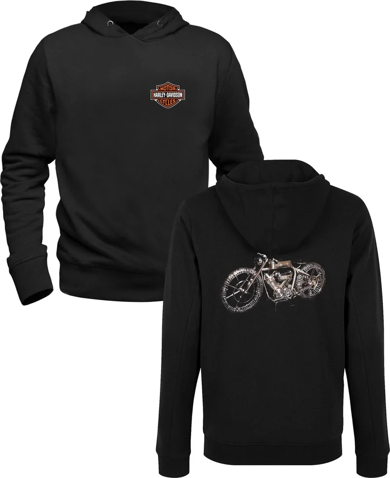 الفا تيشيرت H. Motorcycle Designed Zodiac Sign Black Front Back Printed Sweatshirt