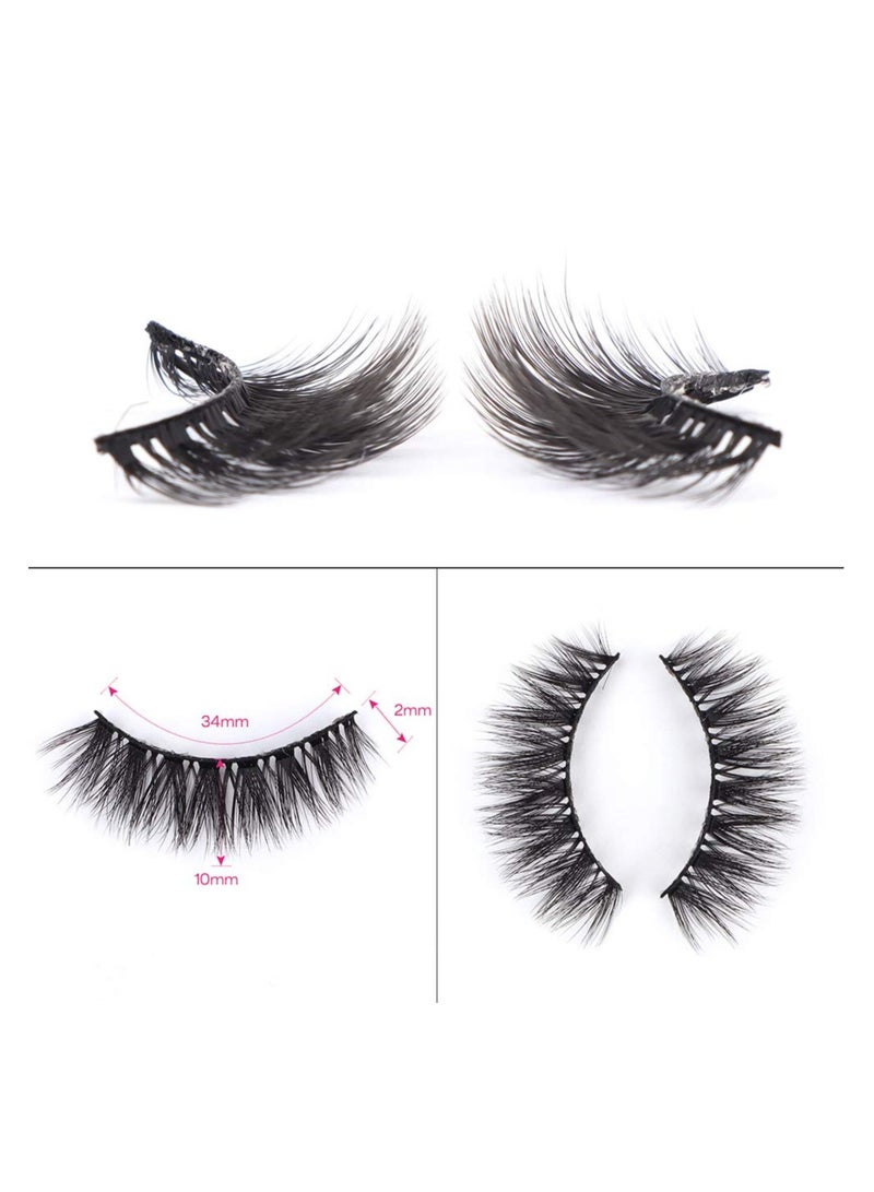Calailis False Eyelash, Eye Makeup Lash 3D Faux Mink Fake Eyelash Long Natural Eyelashes 3 Pairs with 5g False Eyelash Glue - Image 4