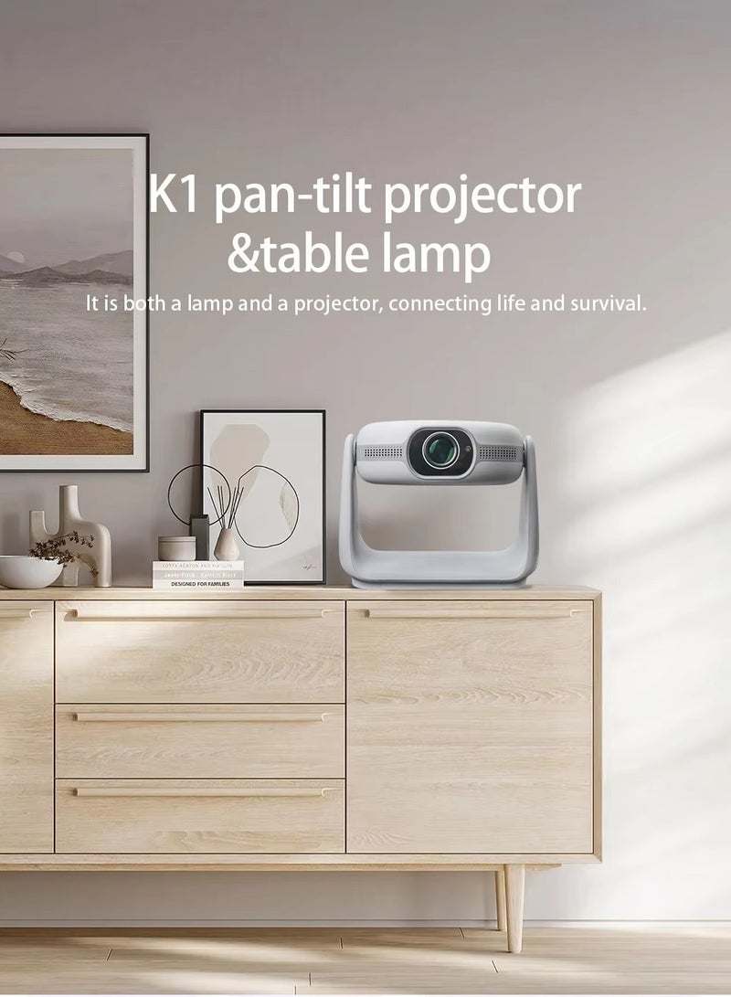 K1 Rechargeable 5000 Lumens HD Smart Mini Projector with 150-Inch Display, Theater, 230° Rotating Stand Portable Projector with Built-InBattery 5200mAh- Speaker: 5W - Projection Size: 30-150 inches - Resolution: Full HD 1080P - Image 2