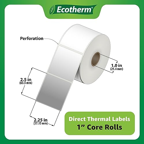 Ecotherm 2.25" x 2.5" Thermal Labels | 4 Rolls | 2400 Labels | fits Zebra, Munbyn, Rollo, Godex, Arkscan, iDPRT, Offnova Thermal Label Printers and More | Blank White Adhesive Stickers by Ecotherm - Image 3