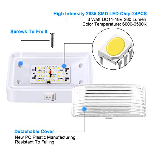 BlueFire Super Bright LED RV Porch Light RV Exterior Lights Porch Utility Light 12V Replacment Light with ON/OFF Switch, Clear and Amber Removable Lens for RV, Trailer, Camper (1 Pack) - Image 5