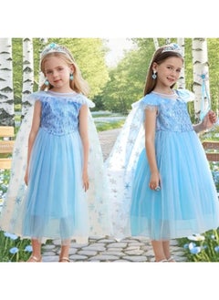 M MIAOYAN Elsa Costume for Girls Toddler Elsa Dress Princess Festival Birthday Outfit Blue Party Dress up with Accessories  - Image 3