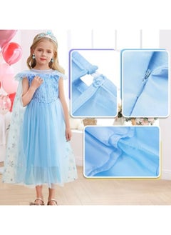 M MIAOYAN Elsa Costume for Girls Toddler Elsa Dress Princess Festival Birthday Outfit Blue Party Dress up with Accessories  - Image 4