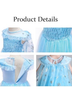 M MIAOYAN Elsa Costume for Girls Toddler Elsa Dress Princess Festival Birthday Outfit Blue Party Dress up with Accessories  - Image 5