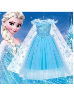 M MIAOYAN Elsa Costume for Girls Toddler Elsa Dress Princess Festival Birthday Outfit Blue Party Dress up with Accessories  - Image 2