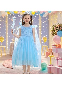 M MIAOYAN Elsa Costume for Girls Toddler Elsa Dress Princess Festival Birthday Outfit Blue Party Dress up with Accessories  - Image 1
