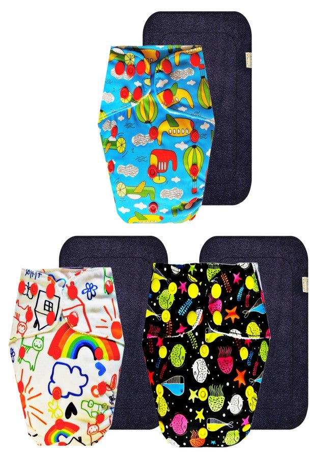 حفاضات دمبلدو القماشية الممتازة مع حشوة سوداء (عبوة من 3) | شعور بالجفاف والراحة | مانعة للتسرب | سهلة التنظيف | مصممة من قبل الأمهات | من 3 أشهر إلى 3 سنوات | للجنسين - Image 1