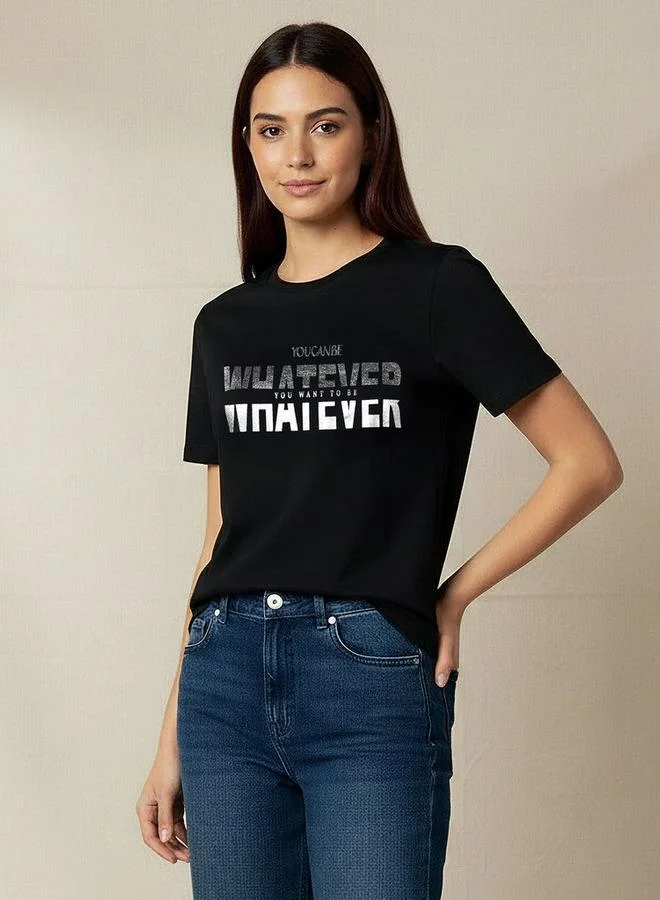 Splash FAV Regular Fit Cotton T shirt with Slogan Varsity Print