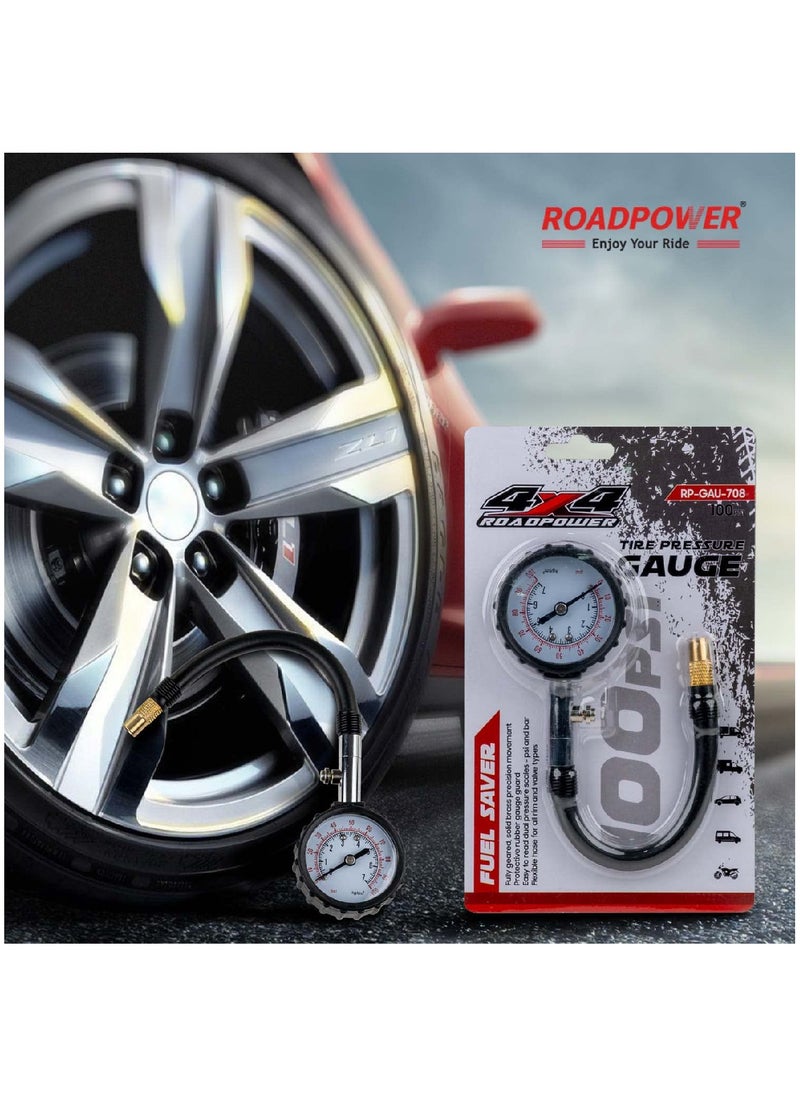 RoadPower Tire Pressure Gauge 100 psi  Accurate Heavy Duty Tire Gauge Cars Trucks SUV Motorcycles  - Image 2