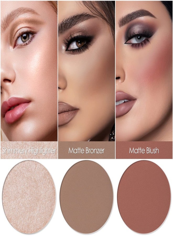 FOCALLURE Blush and Highlighter Palette,3 in 1 Contour Palette,Cruelty-Free Matte Bronzer Powder,Shimmer Illuminator Highlighters for a Glowing Look,#09 - Image 2