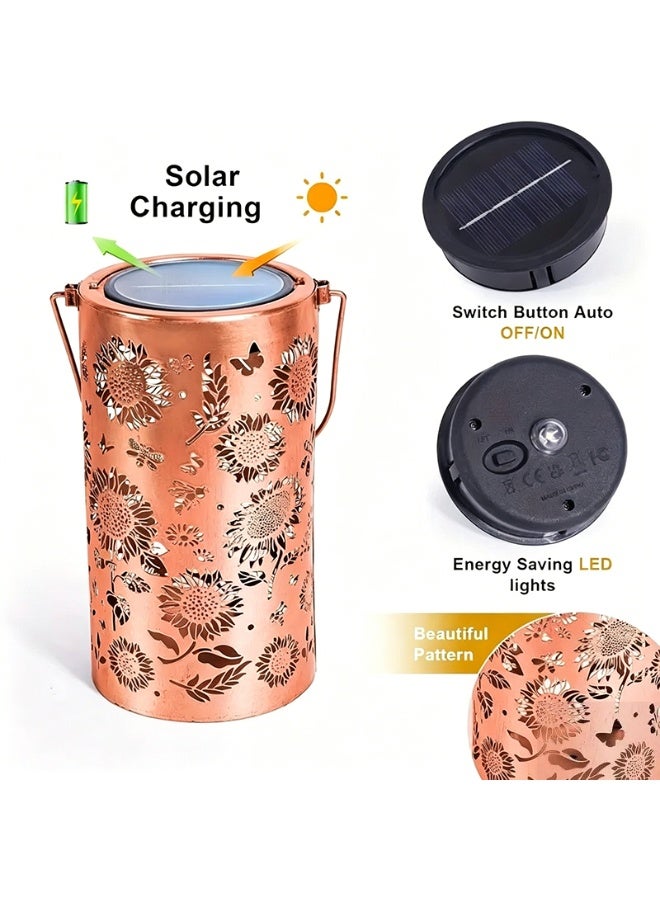 Solar Decorative Lantern Light, Colorful Sunflower Pattern, Rust-Proof Metal, Outdoor Garden - Image 2