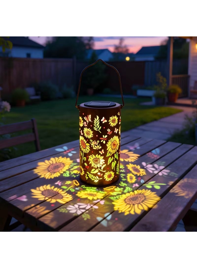 Solar Decorative Lantern Light, Colorful Sunflower Pattern, Rust-Proof Metal, Outdoor Garden - Image 4