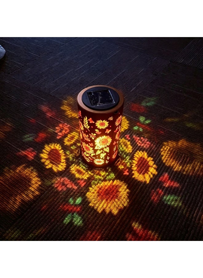 Solar Decorative Lantern Light, Colorful Sunflower Pattern, Rust-Proof Metal, Outdoor Garden - Image 3
