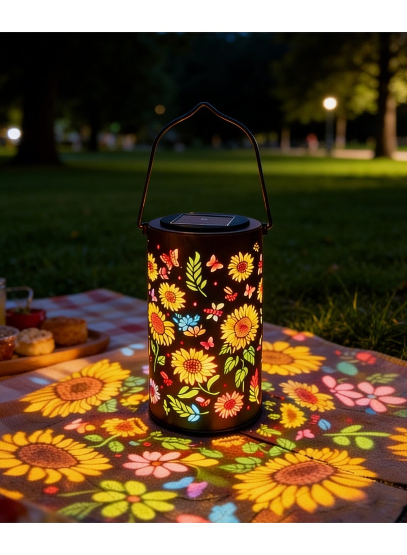 Solar Decorative Lantern Light, Colorful Sunflower Pattern, Rust-Proof Metal, Outdoor Garden - Image 5
