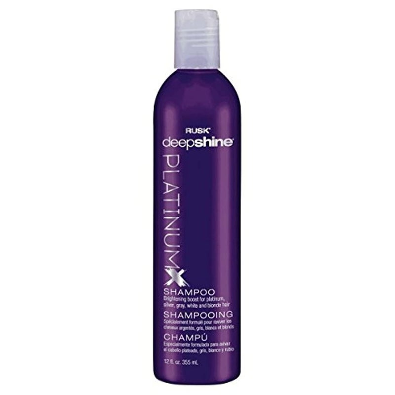 RUSK Deepshine PlatinumX Shampoo, Gentle Cleansing, Brightening Color Boost for Platinum, Silver, Gray, White, and Blonde Hair, 12 oz - Image 1