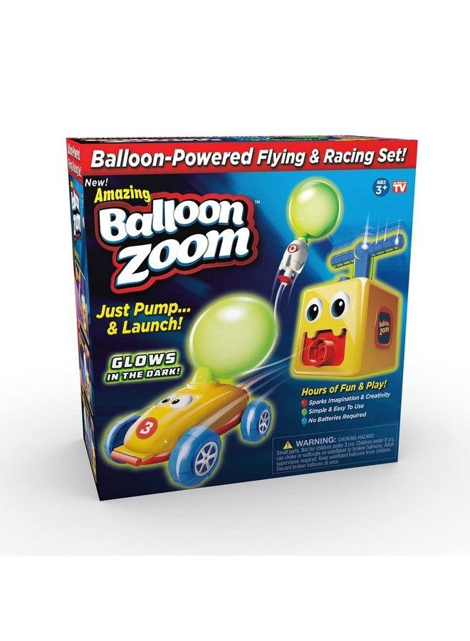 Ontel Balloon Zoom Balloonpowered Race Car And Rocket Launcher Toy Set, Ages 3+, Racer Car Box Set - Image 2
