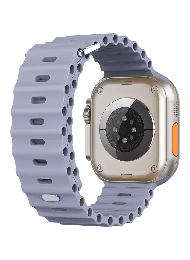 ICARLUS - Ocean Band Compatible with Apple Watch Ultra Band 49/45/44/42mm Men Women, Soft Silicone Sport Band Replacement Strap for Apple Watch Ultra2/Ultra iWatch Series 9 8 7 SE 6 5 4 3 2 1 Lavender Grey - Image 1