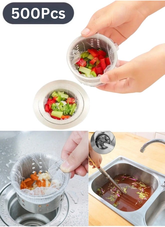 FALMER - 500pcs Disposable Kitchen Sink Filters - Anti-blocking Garbage Bag Mesh Strainer for Sewer Drain (White) - Image 1