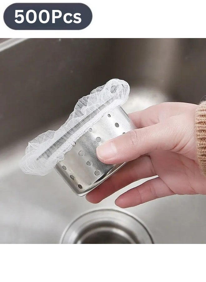 FALMER - 500pcs Disposable Kitchen Sink Filters - Anti-blocking Garbage Bag Mesh Strainer for Sewer Drain (White) - Image 1