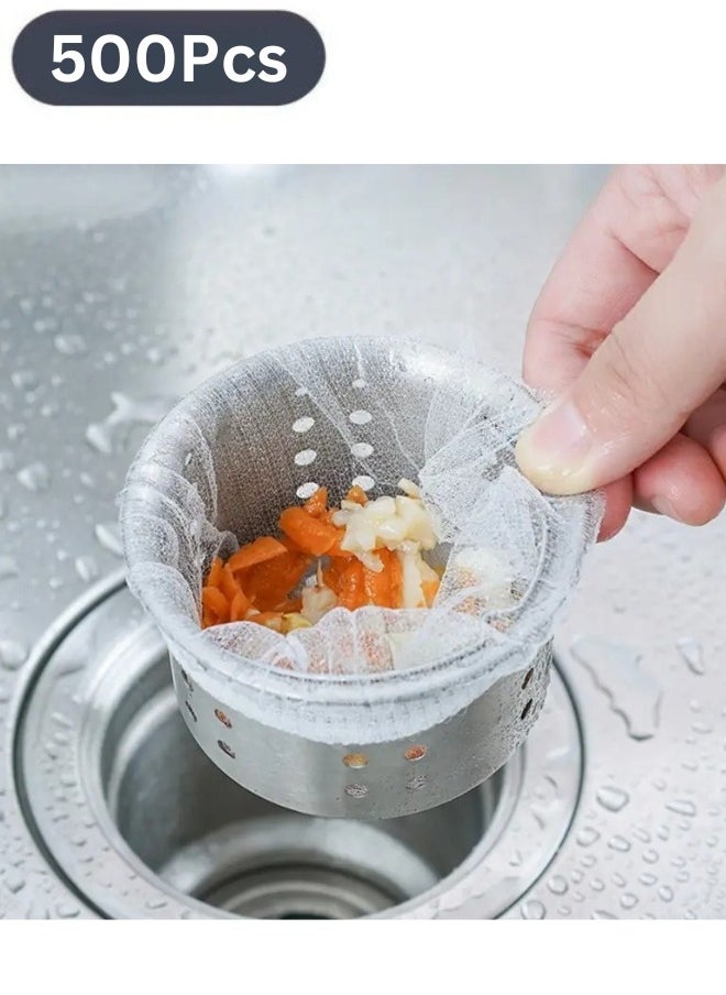 FALMER - 500pcs Disposable Kitchen Sink Filters - Anti-blocking Garbage Bag Mesh Strainer for Sewer Drain (White) - Image 1