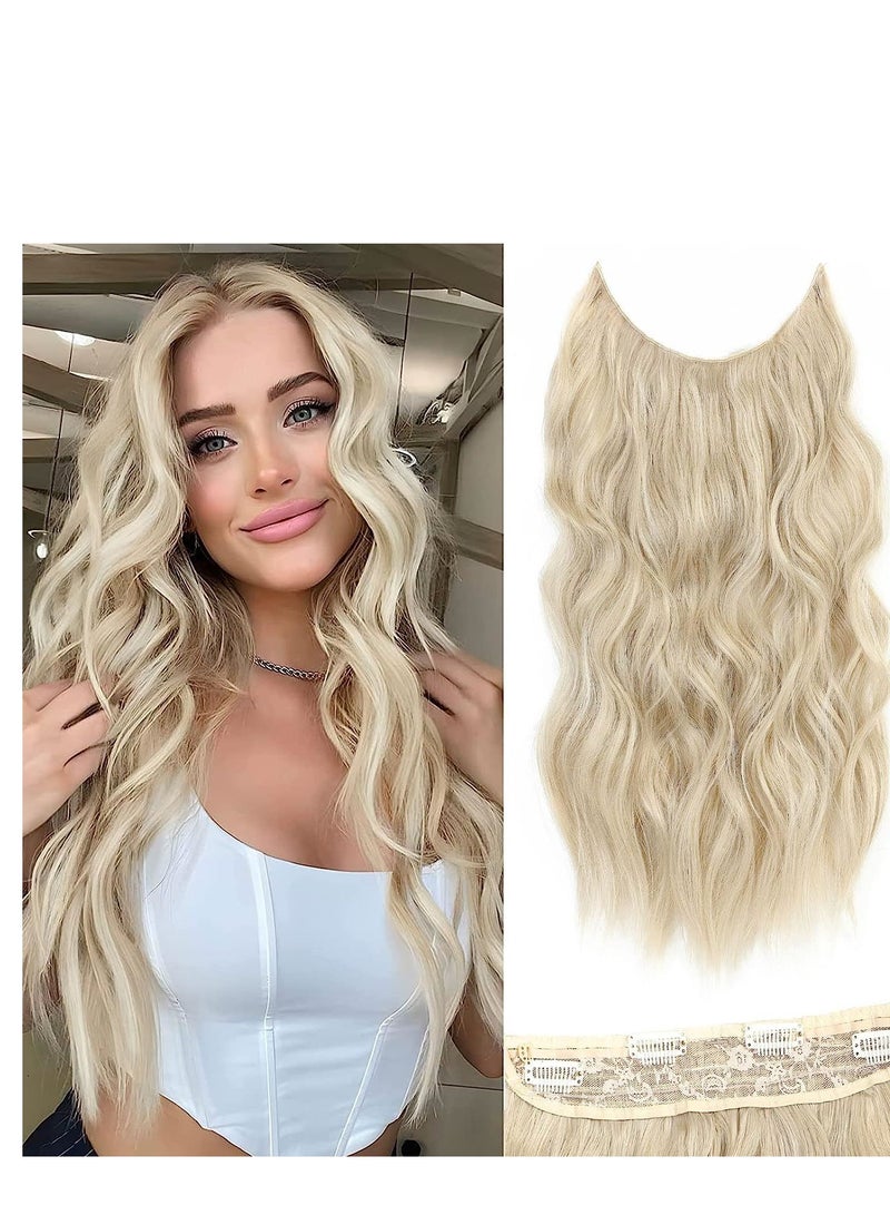 SYOSI Hair Extensions Adjustable Long Wavy Hairextension Synthetic Wig Upgrade 4 Secure Clips in Hairpieces Invisible Wire Black Hair Extensions - Image 1