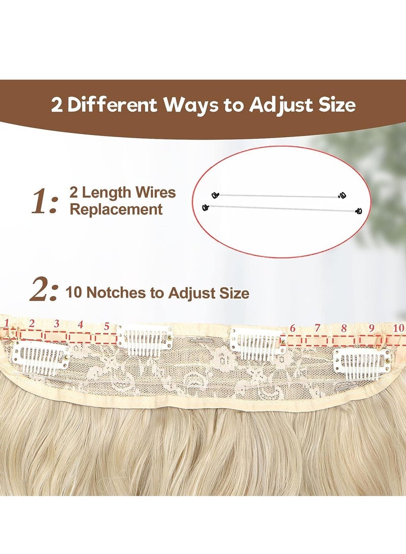 SYOSI Hair Extensions Adjustable Long Wavy Hairextension Synthetic Wig Upgrade 4 Secure Clips in Hairpieces Invisible Wire Black Hair Extensions - Image 3