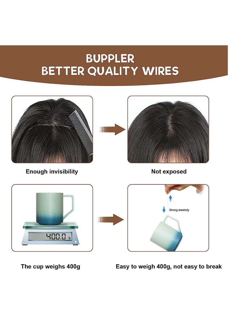 SYOSI Hair Extensions Adjustable Long Wavy Hairextension Synthetic Wig Upgrade 4 Secure Clips in Hairpieces Invisible Wire Black Hair Extensions - Image 5