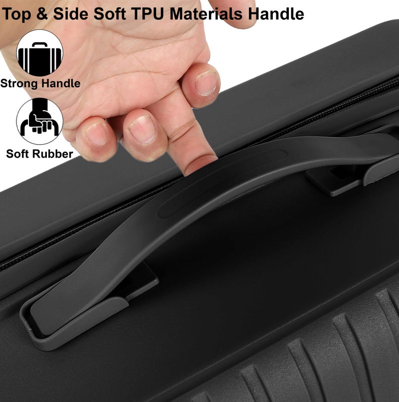 SENATOR Unisex Expandable PP Fashion Trolley Luggage Set Lightweight Hard Shell Spinner luggage with 360° Degree 4 Twin Wheel and Double Zippers KH1006, Black - Image 5